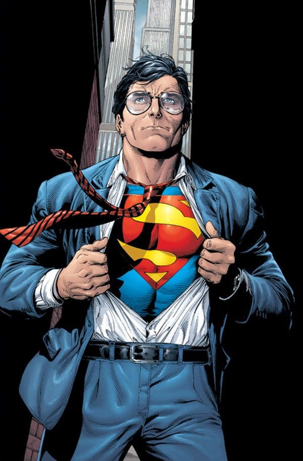 DIY Clark Kent - Superman Kostüm mit Anzug blau, Lederschuhe braun, Krawatte rot-schwarz, Brille schwarz , Gürtel schwarz