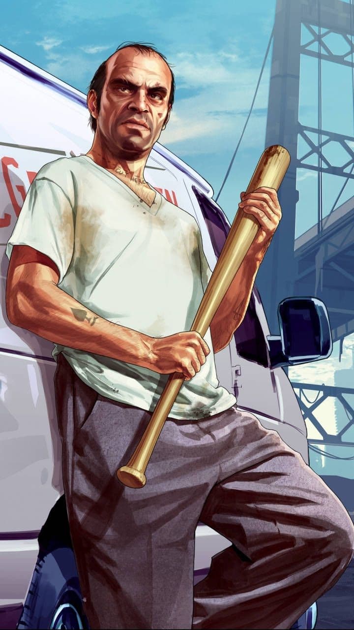 DIY Trevor Philips - GTA V Kostüm mit V Neck Shirt weiß, Baseball Schläger, Jogginghose grau, Arbeitschuhe braun, Benzinkanister rot