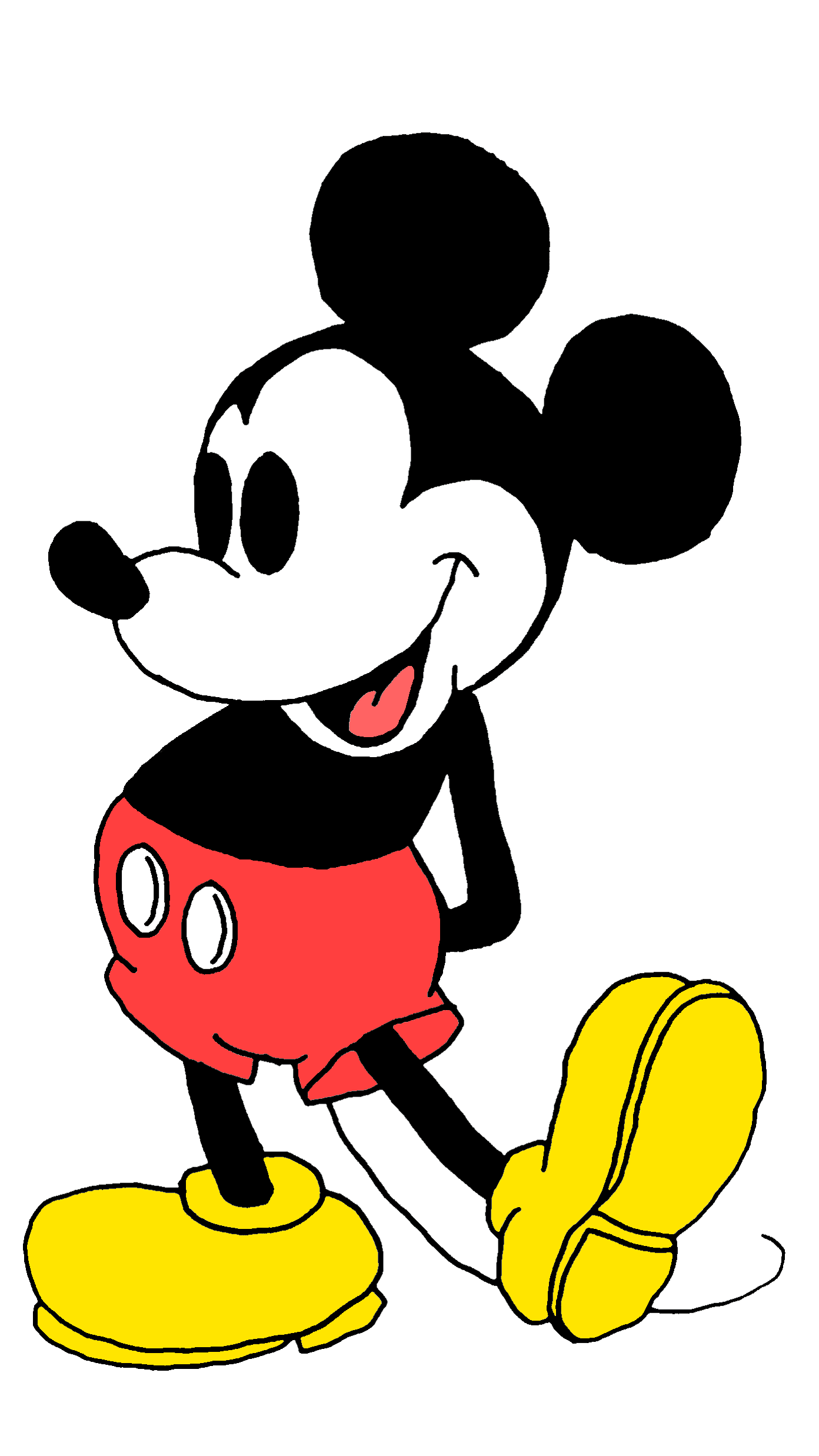 DIY Klassiche Micky Maus Kostüm mit Maus Ohren, T-Shirt schwarz, Shorts rot, Handschuhe gelb, Sneaker gelb